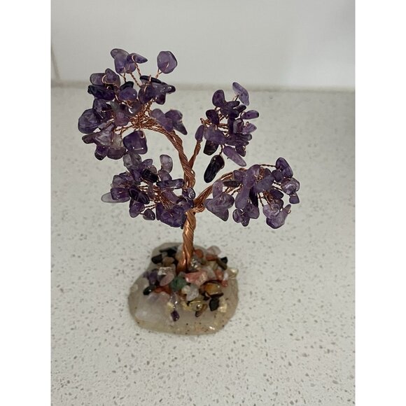 Bonsai Amethyst Crystal Tree Feng Shui Healing Good Luck Prosperity 5" tall - Picture 7 of 7